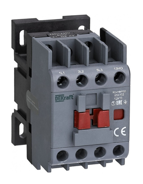 Изображение товара Контактор DEKraft 21907DEK 3-полюсный для асинхронных двигателей 12A 36В