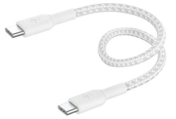Изображение товара Кабель Belkin USB-C на USB-C 0.4 м CAB004BT0MWH - 60Вт быстрая зарядка