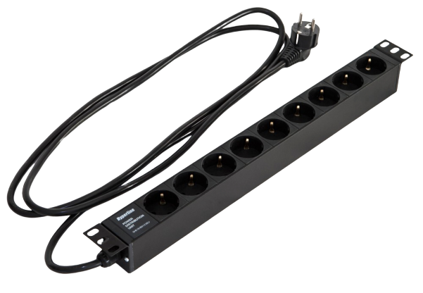 

Блок розеток 19, 9 розеток Hyperline SHE19-9SH-2.5EU для шкафов, горизонтальный, 9*Schuko (16A), 250В, кабель питания 3х1.5мм2, 2.5 м, с вилкой Schuko, SHE19-9SH-2.5EU