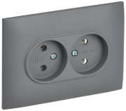 фото Розетка двухместная без заземления IEK SK-R20-10-K03-F