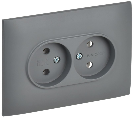 Изображение товара Двухместная розетка без заземления IEK SK-R20-10-K03-F IP20 для дома и офиса