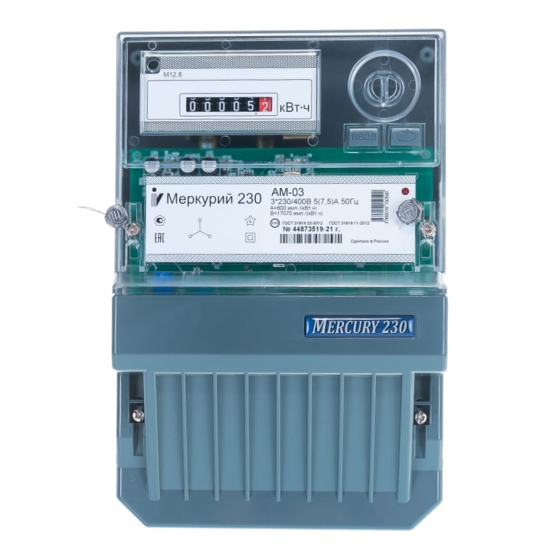 

Счетчик Меркурий 00000032429 230 AM-03 3ф 5-7.5А класс точн. 0.5S 1 тариф. импульс. вых. на панель мех. ОУ Инкотекс, 00000032429