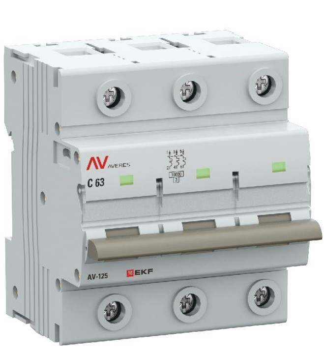 

Автоматический выключатель EKF mcb125-3-63C-av AV-125 3P 63A (C) 10kA AVERES, mcb125-3-63C-av