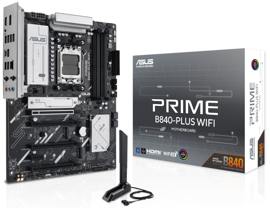 

Материнская плата ATX ASUS PRIME B840-PLUS WIFI 90MB1IZ0-M0EAY0 (AM5, AMD B840, 4*DDR5, 4*SATA, 3*M.2, WiFi, BT, 3*USB 3.2, 4*USB 2.0, USB Type-C, 5*P, PRIME B840-PLUS WIFI