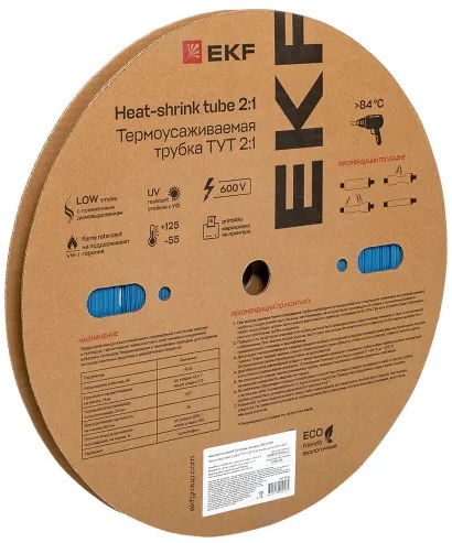 

Термоусаживаемая трубка EKF tut-12-g ТУТ нг 12/6 синяя рулон, tut-12-g