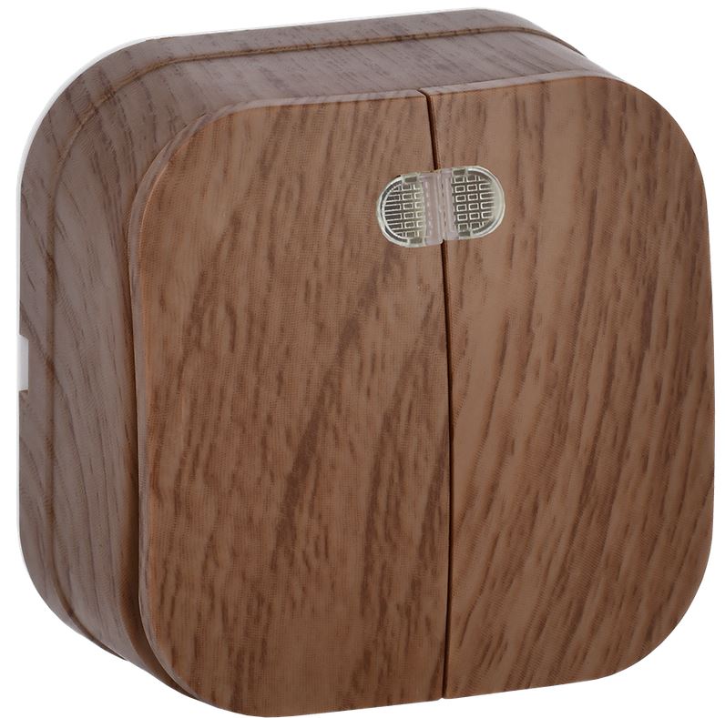 

Выключатель двухклавишный с подсветкой IEK EVH21-K24-10 GLORY открытой установки 10А ВС20-2-1-ХД дуб, EVH21-K24-10