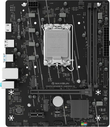 

Материнская плата mATX MAXSUN MS-Challenger H610M-H (LGA1700, H610, 2*DDR4, 3*SATA, M.2, 2*USB 3.2, 4*USB 2.0, PCIe, HDMI), MS-Challenger H610M-H