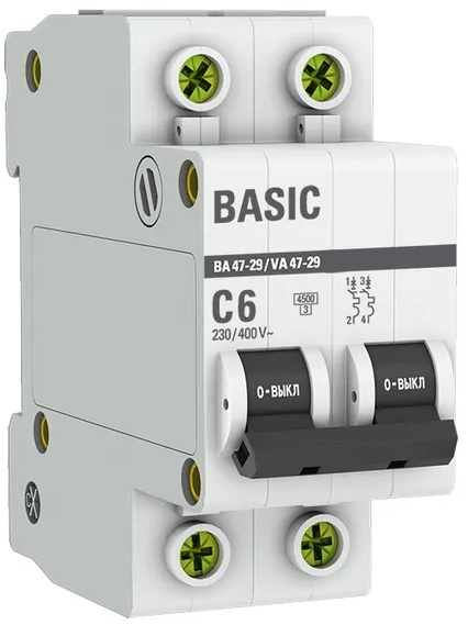 Изображение товара Автоматический выключатель EKF mcb4729-2-06C 6A 230V