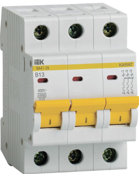 Изображение товара Автоматический выключатель IEK MVA20-3-013-B серия KARAT ВА47-29 13А IP20