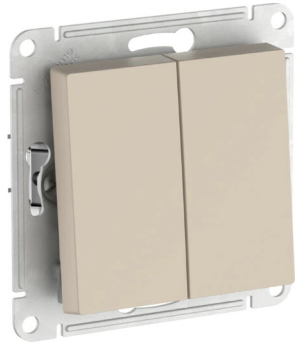 

Выключатель двухклавишный Systeme Electric ATN001251S ATLASDESIGN сх.5, 10АХ, мех., быстрозажим. клем., ПЕСОЧНЫЙ, ATN001251S