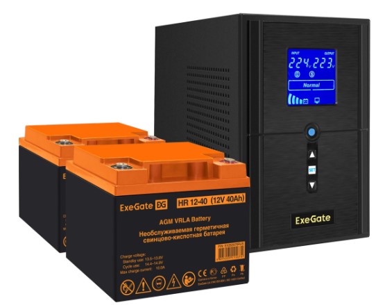 

Комплект Exegate SineTower SZ-1000.LCD.AVR.2SH.1C13.USB EX296794RUS ИБП EX295987RUS + батарея 40Aч EX282979RUS 2шт (инвертор, синус, для котла) 1000VA, SineTower SZ-1000.LCD.AVR.2SH.1C13.USB