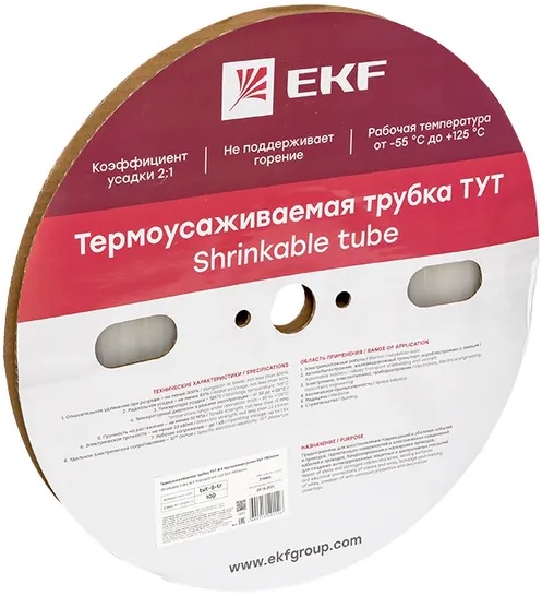 

Термоусаживаемая трубка EKF tut-8-tr ТУТ 8/4 прозрачная рулон, tut-8-tr