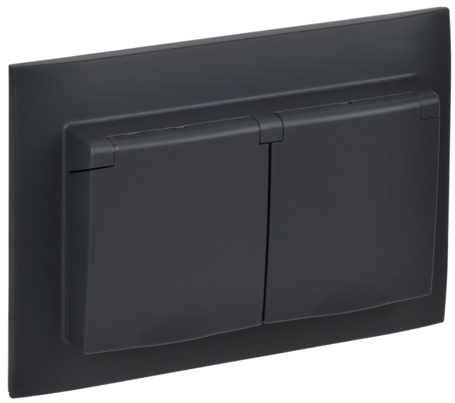 

Розетка двухместная с заземлением в сборе IEK SK-R26-16-44-K53-F SKANDY 16А IP44 SK-R12G,с крышкой, Графит, SK-R26-16-44-K53-F