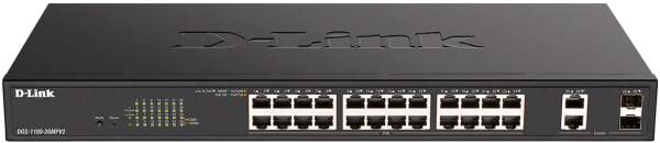 Изображение товара Коммутатор D-link DGS-1100-26MPV2/A3A управляемый Layer 2 PoE 24 порта