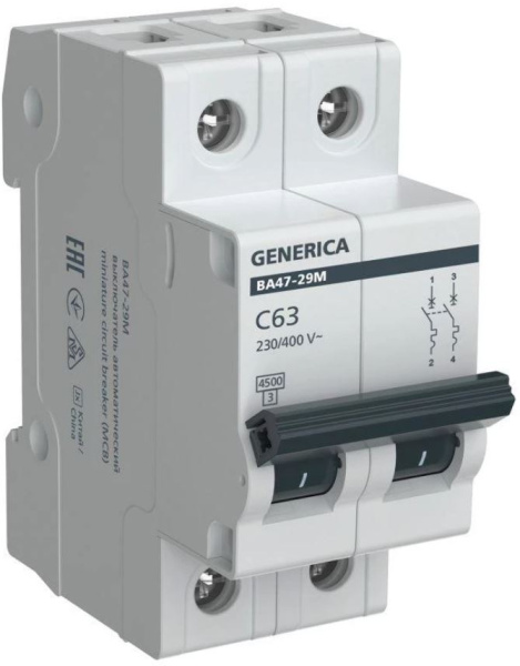 Изображение товара Автоматический выключатель GENERICA MVA21-2-063-C-G