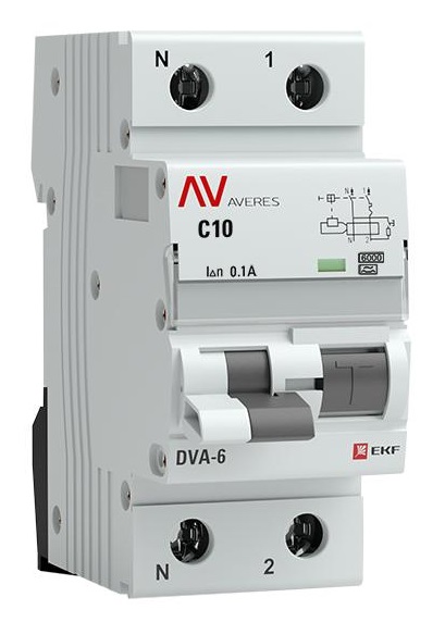

Автомат дифференциальный EKF rcbo6-1pn-10C-100-a-av DVA-6 1P+N 10А (C) 100мА (A) 6кА AVERES, rcbo6-1pn-10C-100-a-av