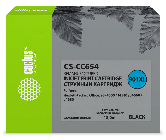 

Картридж Cactus CS-CC654 №901 (черный) для OfficeJet - 4500 / J4580 / J4660 / J4680, CS-CC654