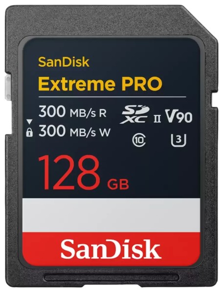 

Карта памяти SDXC 128GB SanDisk SDSDXDM-128G-GN4IN Extreme PRO, 300MB/s, UHS-II, Class 10, U3, V90, SDSDXDM-128G-GN4IN