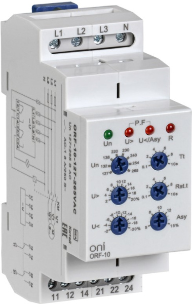 Изображение товара Реле контроля фаз ONI ORF-10-127-265VAC для трехфазного оборудования