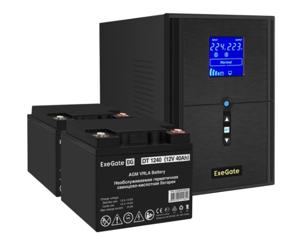

Комплект Exegate SineTower SZ-2000.LCD.AVR.3SH.1C13.US EX296839RUS ИБП EX295989RUS + батарея 40Aч EX282976RUS 2шт (инвертор, синус, для котла) B 2000V, SineTower SZ-2000.LCD.AVR.3SH.1C13.US