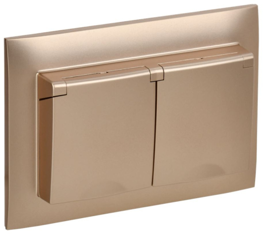 Изображение товара Двухместная розетка с заземлением IEK SK-R26-16-44-K98-F