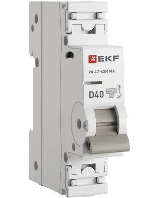 

Автоматический выключатель EKF M63MA6140D ВА 47-63N MA 1P 40А (D) 6кА без тепл. расцепит. PROXIMA, M63MA6140D
