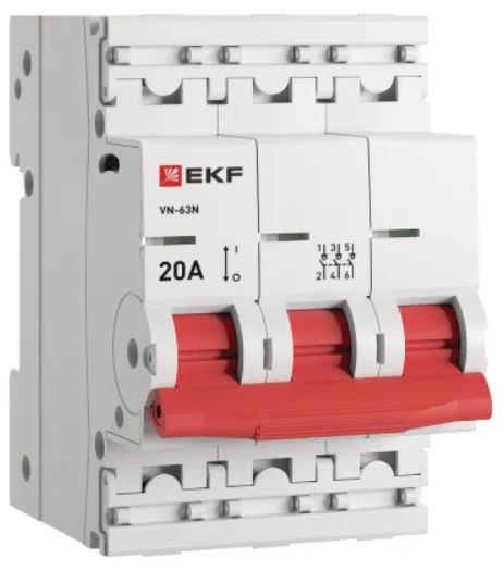 

Рубильник EKF S63320 3P 20А ВН-63N PROxima, S63320