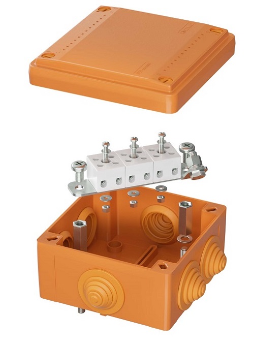 

Коробка распределительная DKC FSB11506 пластиковая FS с кабельными вводами и клеммниками, IP55,100х100х50 мм, 5р, 450V, 10A, 6 мм2, "Vulcan", FSB11506