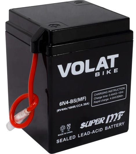 

Батарея VOLAT 6N4-BS(MF)Volat (4 Ач, 6 V) Прямая, L+ 71x71x93 (для мототехники), 6N4-BS(MF)Volat