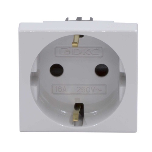 

Розетка DKC 45025 силовая 2Р+Е, со шторками, 2 модуля, серая, "Viva", 45025