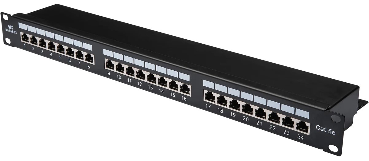 

Патч-панель Datarex DR-401120 коммутационная кат.5е, STP, 19", 1U, 24хRJ45, 568A/В, черный, DR-401120