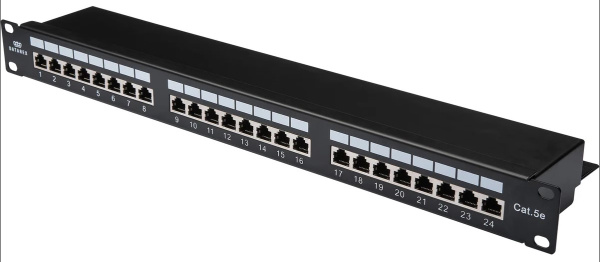 Изображение товара Патч-панель Datarex DR-401120 24 порта 19", категория 5e, для серверных комнат