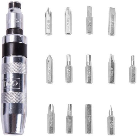 Изображение товара Отвертка Deli DL8901 ударно-поворотная с 13 битами и металлической рукоятью