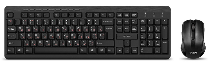 

Клавиатура и мышь Wireless Sven KB-C3400W SV-018887 2,4 GHz, 104+9кл, 800-1600DPI, KB-C3400W