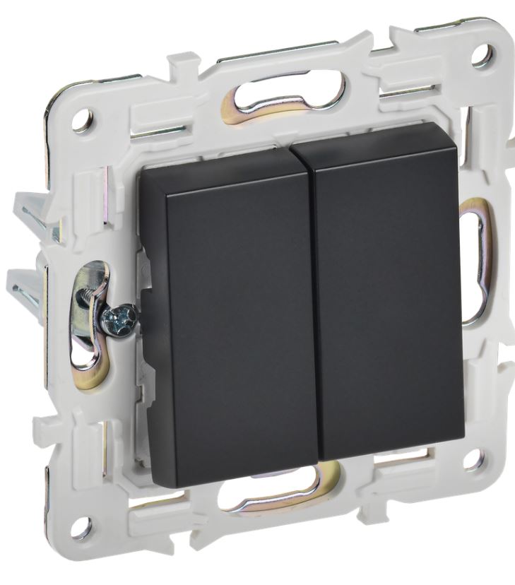 

Переключатель двухклавишный IEK SK-V22-0-10-K02 SKANDY 10А SK-V05Bl Черный, SK-V22-0-10-K02