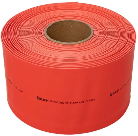 

Термоусаживаемая трубка EKF tut-100-r ТУТ нг 100/50 красная рулон, tut-100-r