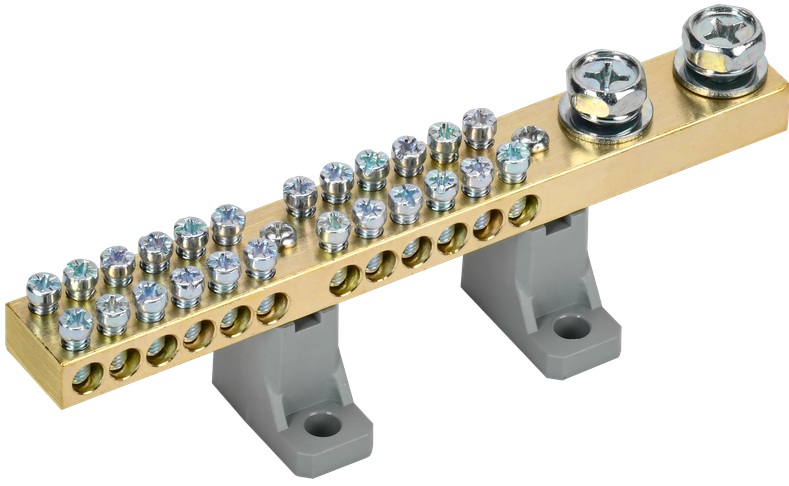 

Шина N "ноль" IEK YNN30-24-C2-K03 на двух угловых изоляторах 200А ШНИ-10х18-24-L2-С, YNN30-24-C2-K03