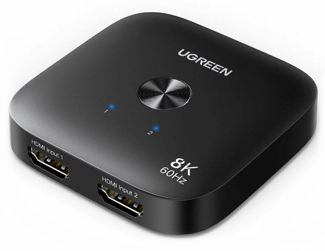 Переключатель UGREEN AW700 65877_ 8K/60Hz HDMI 2.1 Switch 2 In 1 Out. Цвет: черный