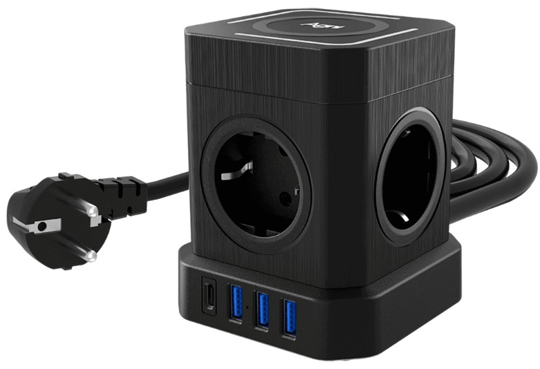 

Сетевой фильтр AGNI TP-VE4U5E-C-W-2m-black 4 розетки, 16А, 4000Вт, 220-250В, 2 м, 3x1,5mm2, 3*USB, Type-C, беспроводная зарядка, черный, TP-VE4U5E-C-W-2m-black