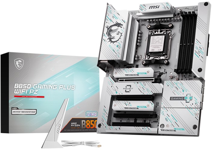 

Материнская плата ATX MSI B850 GAMING PLUS WIFI PZ (AM5, AMD B850, 4*DDR5 (8200), 4*PCIe, 2*M.2, 4*SATA, WiFi, BT, 4*USB 3.2, 4*USB 2.0, DP), B850 GAMING PLUS WIFI PZ