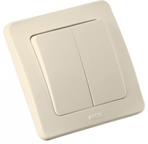 Изображение товара Выключатель двухклавишный HEGEL ВС10-351-01 для электрики дома и офиса