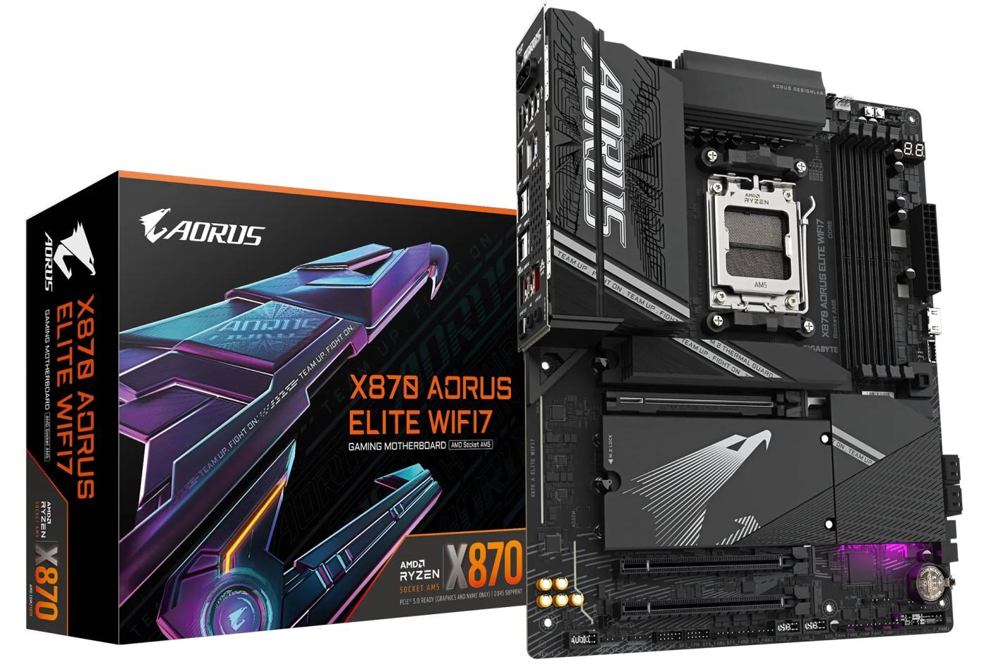 

Материнская плата ATX GIGABYTE X870 AORUS ELITE WIFI7 (AM5, AMD X870, 4*DDR5 (8000), 4*SATA 6G RAID, 2.5Glan, WiFi, BT, 2*USB4, 6*USB 3.2, 4*USB 2.0,, X870 AORUS ELITE WIFI7