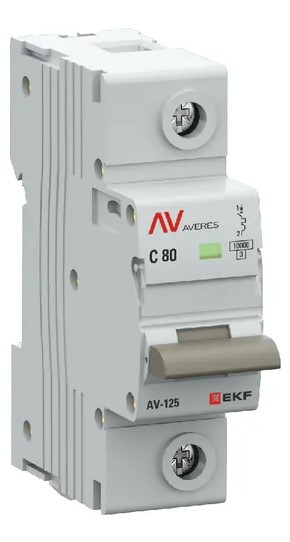 

Автоматический выключатель EKF mcb125-1-80D-av AV-125 1P 80A (D) 10kA AVERES, mcb125-1-80D-av
