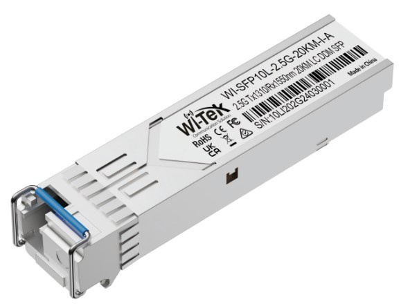 Изображение товара Модуль Wi-Tek WI-SFP10L-2.5G-20KM-I высокоскоростной оптический SFP+ для промышленных сетей