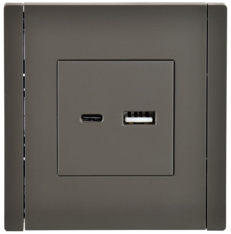 

Розетка USB IEK FP-U22-D31-K03 FORTE&PIANO тип A+тип C 3,1А FP350 серый, FP-U22-D31-K03
