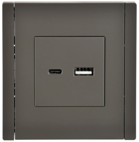 Изображение товара USB-розетка IEK FP-U22-D31-K03 с USB Type-A и Type-C встроенная для дома и офиса