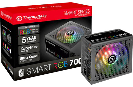 

Блок питания ATX Thermaltake Smart RGB 700W PS-SPR-0700NHSAWE-1 aPFC, 120mm FAN, КПД 80+, Ret, Smart RGB 700W
