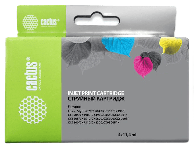 

Набор картриджей Cactus CS-EPT0735 для Epson Stylus С79/C110/СХ3900/CX4900/CX5900/CX7300/CX8300/CX9300, 4 картриджа по 11мл, CS-EPT0735