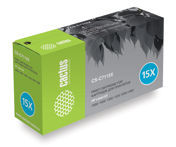 

Картридж Cactus CS-C7115X для принтеров HP LaserJet 1000/ 1005/ 1200/ 1220/ 3300/ 3380. 3500 стр., CS-C7115X