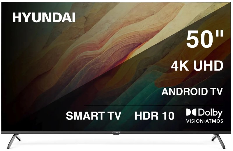 

Телевизор Hyundai H-LED50BU7010 H-LED50BU7009 LED 50" Android TV Frameless черный 4K Ultra HD 60Hz MEMC DVB-T DVB-T2 DVB-C DVB-S DVB-S2 USB WiFi Smart, H-LED50BU7010